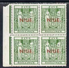 Niue 1941 KG6 Postal Fiscal Arms 5s unmounted mint block ...