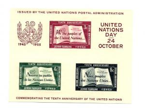UN New York -Scott's # 38 UN Charter Souvenir Sheet -M NH