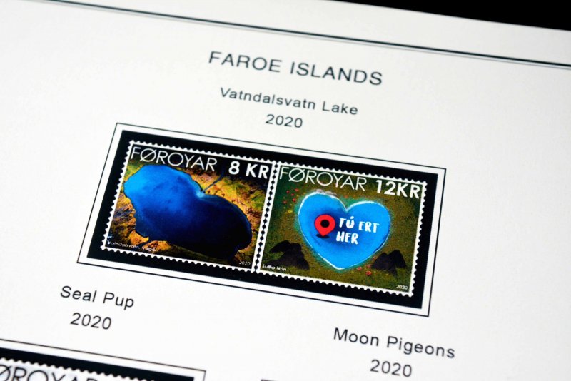 COLOR PRINTED FAROE ISLANDS 2011-2020 STAMP ALBUM PAGES (38 illustrated pages)