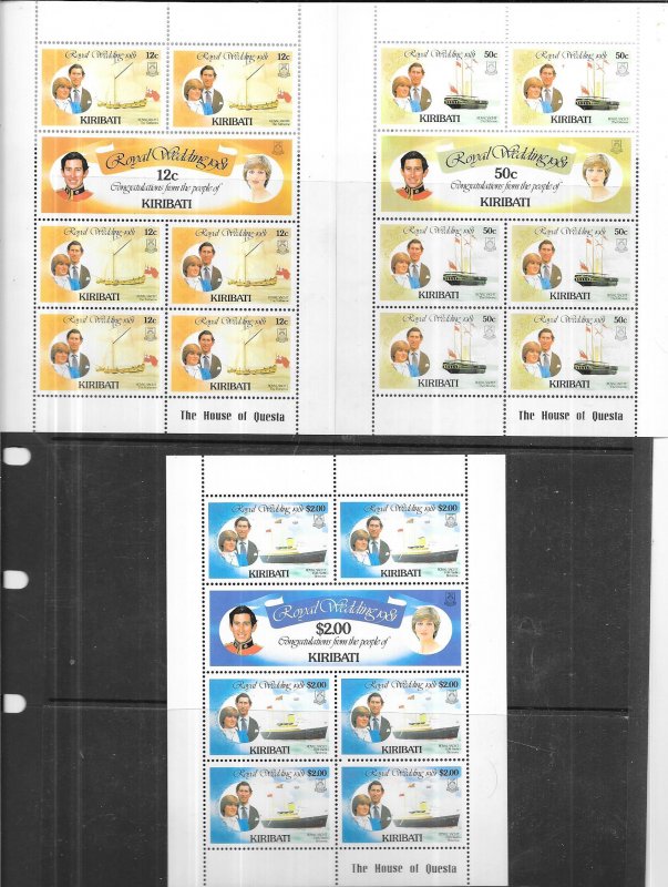 Kiribati #373-378 Royal Wedding sheets of 7  (MNH) CV $20.30