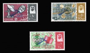 Qatar #96-98 Cat$150, 1966 Satellite, overprinted in blue, set of three, neve...