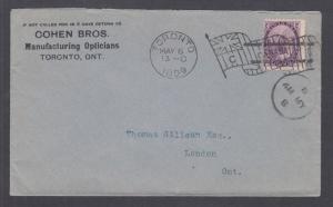 Canada Sc 76 on 1899 cover, Toronto Die C Flag Cancel, Toronto to London, ON