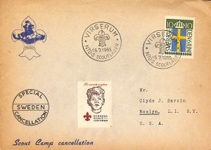 Sweden 1955 Swedish Scout Union poster stamp on cover US Boy Scouts Scouting (3)