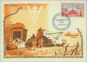 89875 - FRANCE  - Postal History - MAXIMUM CARD -  WAR military TANK 1954