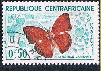 Central African Rep 4 Used Butterfly (BP6019)