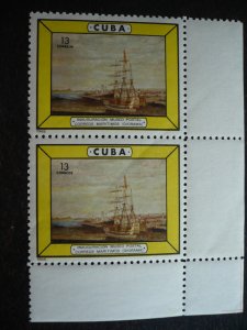 Stamps - Cuba - Scott#933-934 - MNH Set in Pairs with corner selvedge