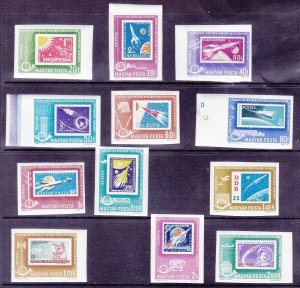 Hungary C236-47 MNH 1963 Stamp on Stamp IMPERF Space Airmail Set of 12 Very Fine