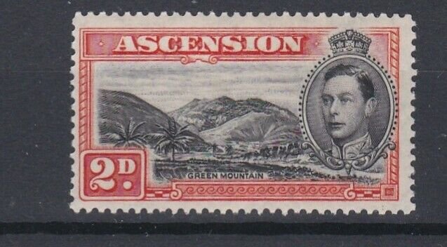 ASCENSION  1938   2D BLACK  & RED ORANGE  PERF 131/2 MNH