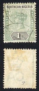 Northern Nigeria SG7 1/- Green and Black used Cat 85 pounds