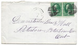 Glen's Falls, New York to Peterboro, Ontario, Canada Cover, Bank Note Pair