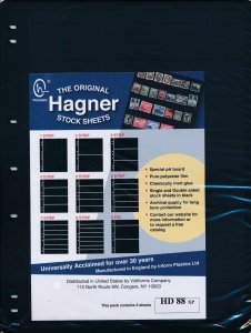 25 HAGNER 8 Pocket BLACK STOCK SHEETS - 5 Packages of 5 - DOUBLE-Sided  B88 
