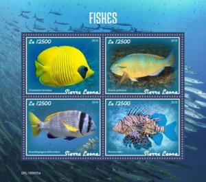 Sierra Leone - 2019 Fishes on Stamps - 4 Stamp Sheet - SRL190605a