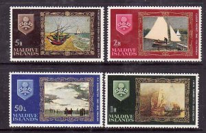 Maldive Is.-Sc#262-5- id10-unused NH set-Seascapes-Boats-Paintings-1968-