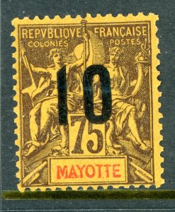 French Colony 1912 Mayotte 10¢/75¢ Violet /Orange Scott #31 Mint O560 ⭐⭐⭐⭐