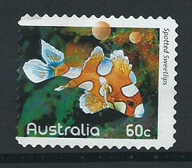 Australia SG 3417 perf 11 Used  Self Adhesive spotted sweetlips fish