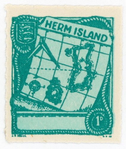 (I.B) Cinderella Collection : Herm Island 1d (Map)