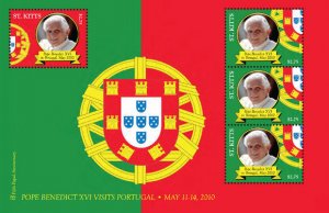 St Kitts - Pope Benedict XVI 4 Stamp Sheet  STK1025