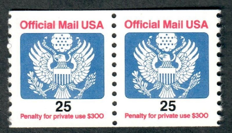 O141 25c Official Mail MNH coil pair