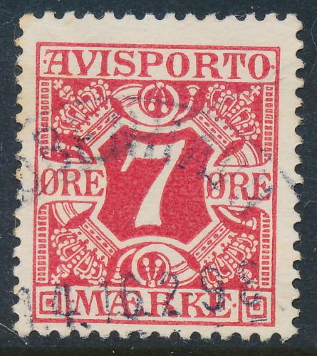 Denmark Scott P13 (AFA AP13), 7ø rose Newspaper, F+ Used