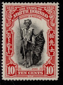 NORTH BORNEO GV SG297, 10c black & scarlet, LH MINT.