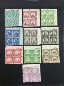 MOMEN: US STAMPS #692-701 SET PLATE BLOCKS MINT OG NH VF LOT #75466