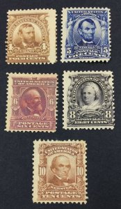 MOMEN: US STAMPS #303-307 MINT OG H $275 LOT #44177