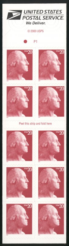 US #3483c EXTREMELY RARE, compound perf booklet (BK282) of 10 stamps,  10.5 o...