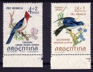Argentina 1964  Sc#B47/CB35  BIRDS  Set (2)  MNH