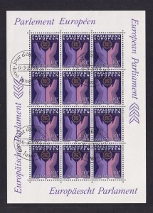 Luxembourg #702 cancelled 1984 European Parliament election sheet with 12 stamps