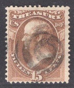 US Stamp #O79 15c Brown U.S. Treasury Dept. USED SCV $12.00