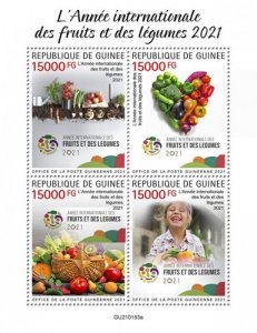 Guinea - 2021 Fruits and Vegetables - 4 Stamp Sheet - GU210153a