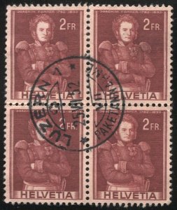 SWITZERLAND 1941 Sc 278  2fr Used Block of 4, F-VF