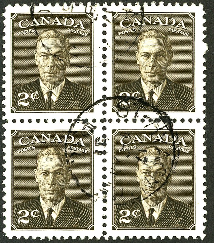 CANADA #285 USED BLOCK OF 4