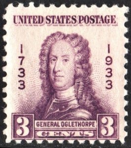 SC#726 3¢ General Oglethorpe (1933) MNH