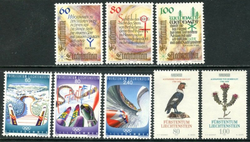 LIECHTENSTEIN Sc#1013-1018, 1022-1023 1993-94 Three Complete Sets OG Mint Hinged