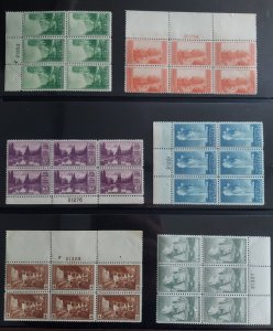 US #740-9 Complete National Parks set, Plate No. Blocks of 6, NH, VF, Scott $100