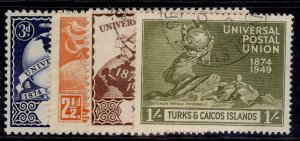 TURKS & CAICOS ISLANDS GVI SG217-220, 1949 ANNIVERSARY of UPU set, FINE USED.