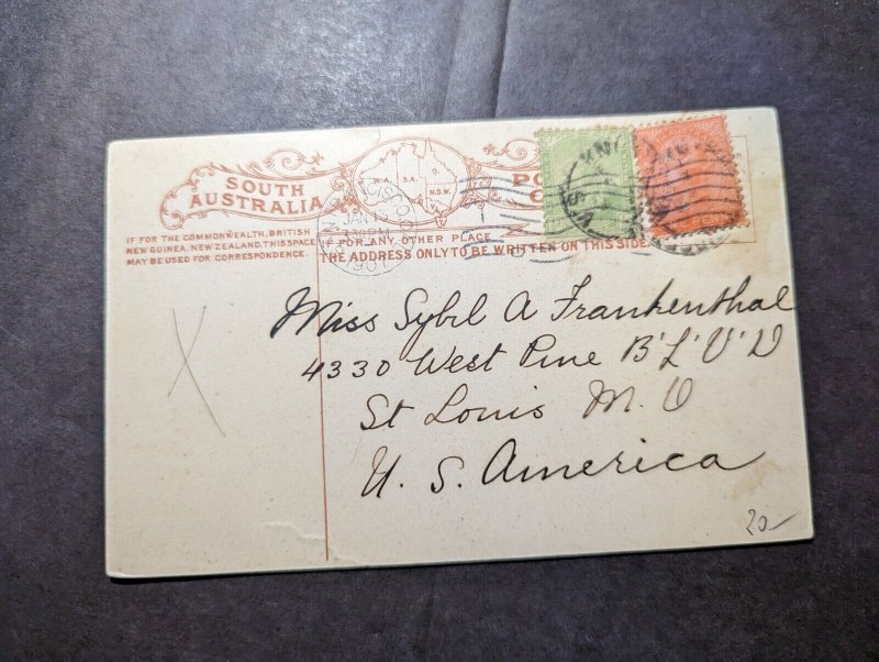 1906 South Australia Postcard Cover to St Louis MO USA