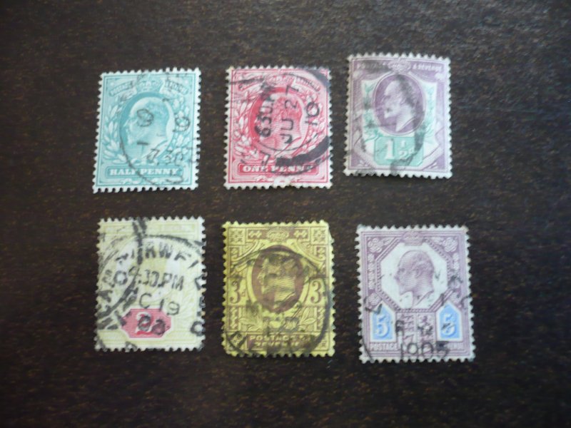 Stamps-Great Britain-Scott#127-130,132,134 -  Used Part Set of 6 Stamps