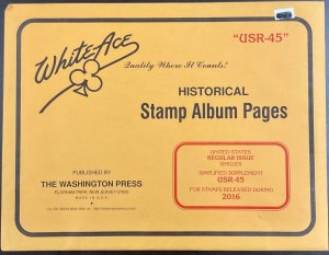 White Ace Historical Stamp Album Pages US Regular Supplement USR-45 2016 NEW