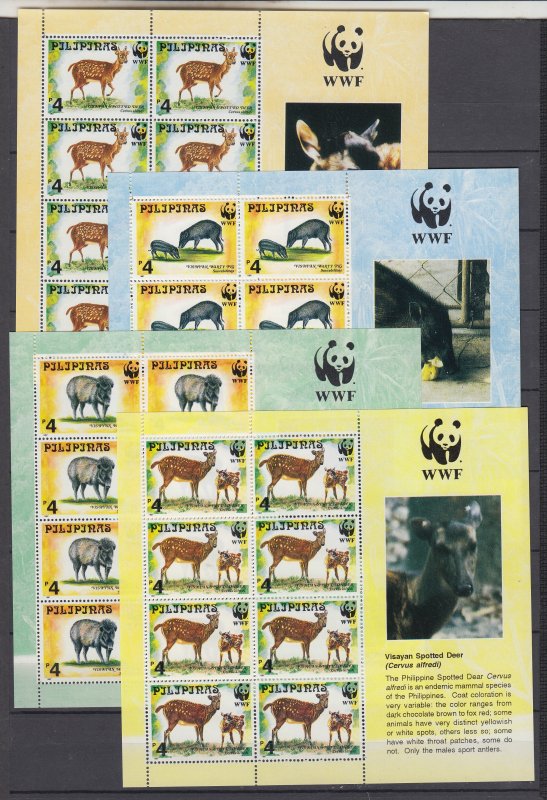 Z4046, 1997 WWF philippines set sheets of 8 mnh #2476a-79a wild animals