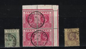 Gambia #41a #42a #47 Variety (SG #72a #73a #75b) Used Trio With Glover Flaw Var