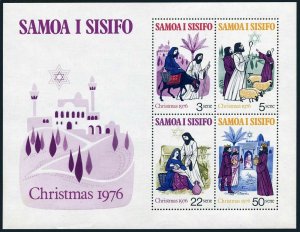 Samoa 445a sheet,MNH.Michel Bl.12.Christmas 1976.Mary,Joseph,Shepherds,Nativity,