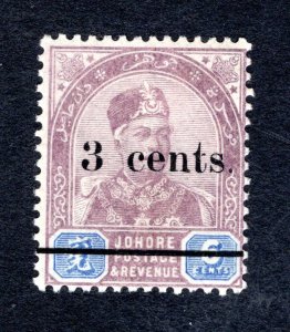 Johore SC #28   F/VF, Unused, OG, LH, CV $4.00 ..... 3180023