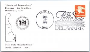 US SPECIAL EVENT COVER DELAWARE THE FIRST STATE LIBERTY AND INDEPENDENCE '78-D
