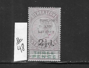 SIERRA LEONE #48 1897 SURCHARGE 21/2 ON 3P (LILAC/GREEN) - MINT HINGED