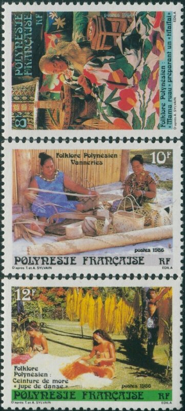 French Polynesia 1986 Sc#444-446,SG485-487 Traditional Crafts set MNH