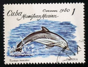 CUBA Sc# 2334 MARINE MAMMALS sea life ocean 1c 1980  used cto