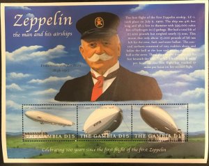 Gambia 2000 - Zeppelin Aviation - Sheet of 3 Stamps - Scott #2245 - MNH