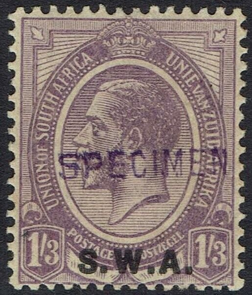 SOUTH WEST AFRICA 1927 KGV 1/3 SPECIMEN